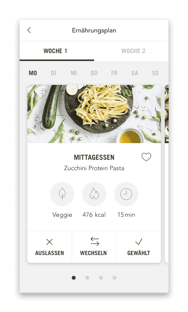 Soul Food Ernährungsplan Plan mit Mahlzeiten (Smartphone Ansicht Beispiel Tag)