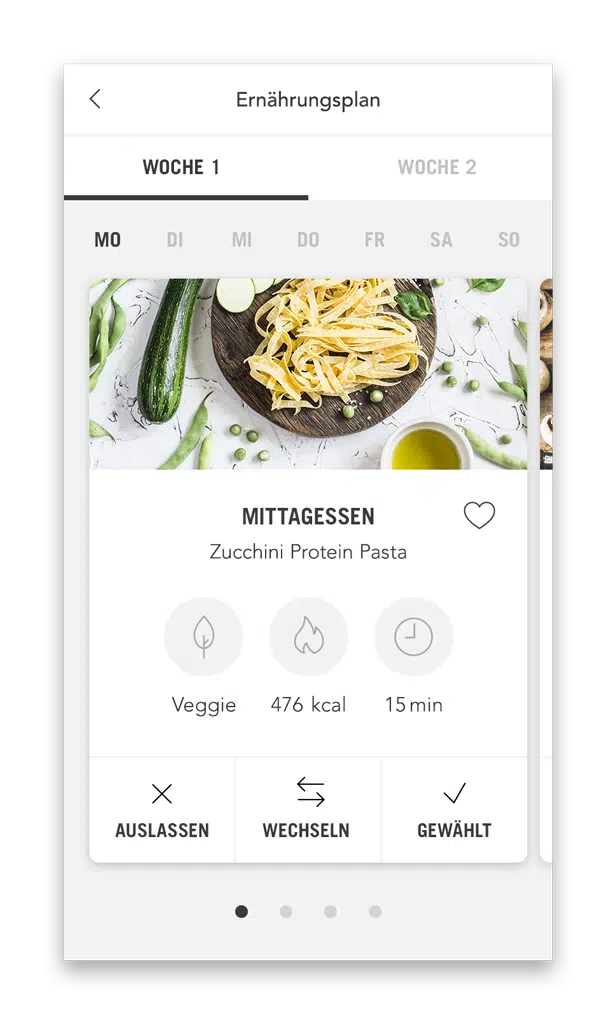 Soul Food Ernährungsplan Plan mit Mahlzeiten (Smartphone Ansicht Beispiel Tag)